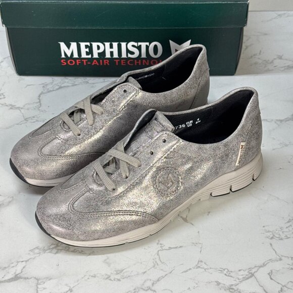MEPHISTO Yael Soft-Air Sneaker In Dark Taupe Pipa 4665 Size 6.5 - Picture 3 of 9
